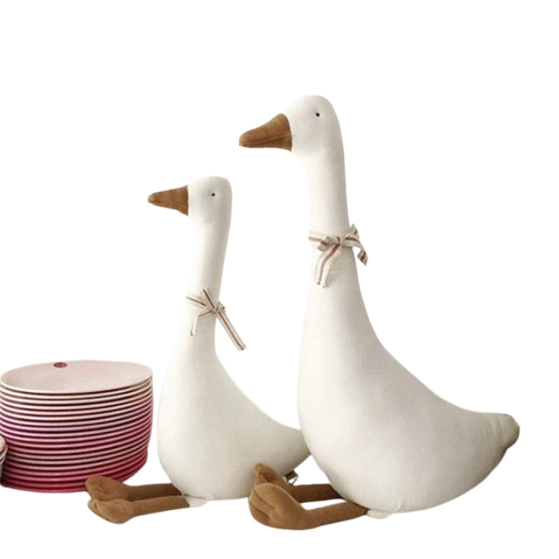 FarmNest - Zachte ganzenknuffel met rond knuffeldier voor kinderen en decoratie