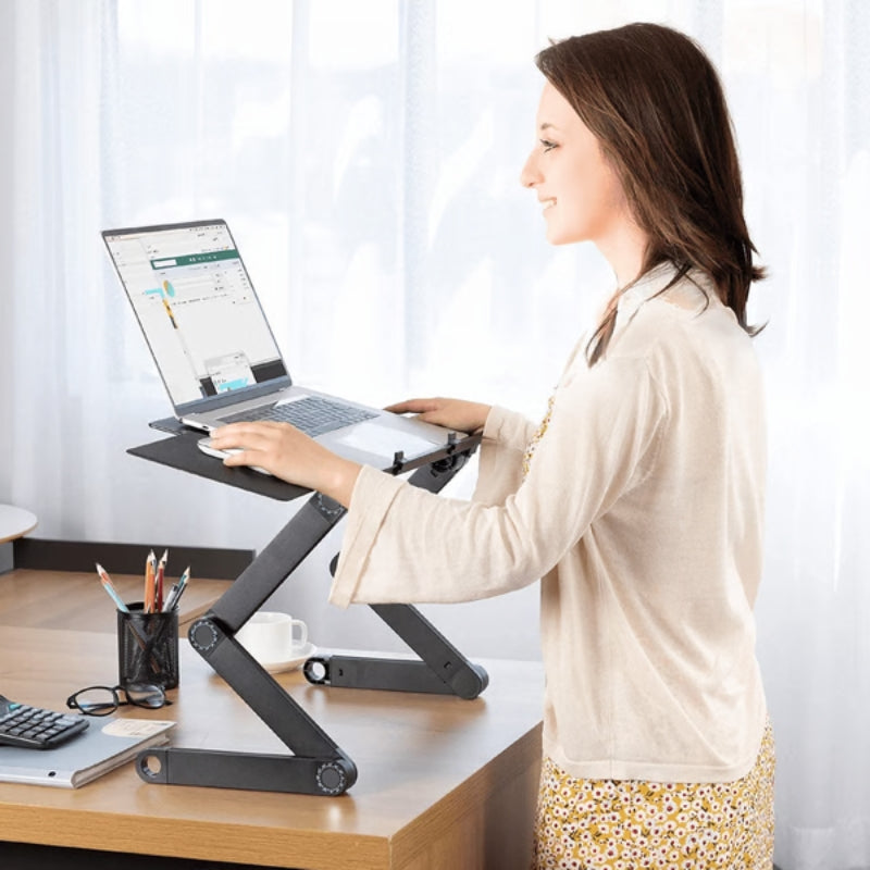 StandMate – Regulowana ergonomiczna podstawka pod laptopa z wbudowaną podkładką pod mysz i obrotem 360°