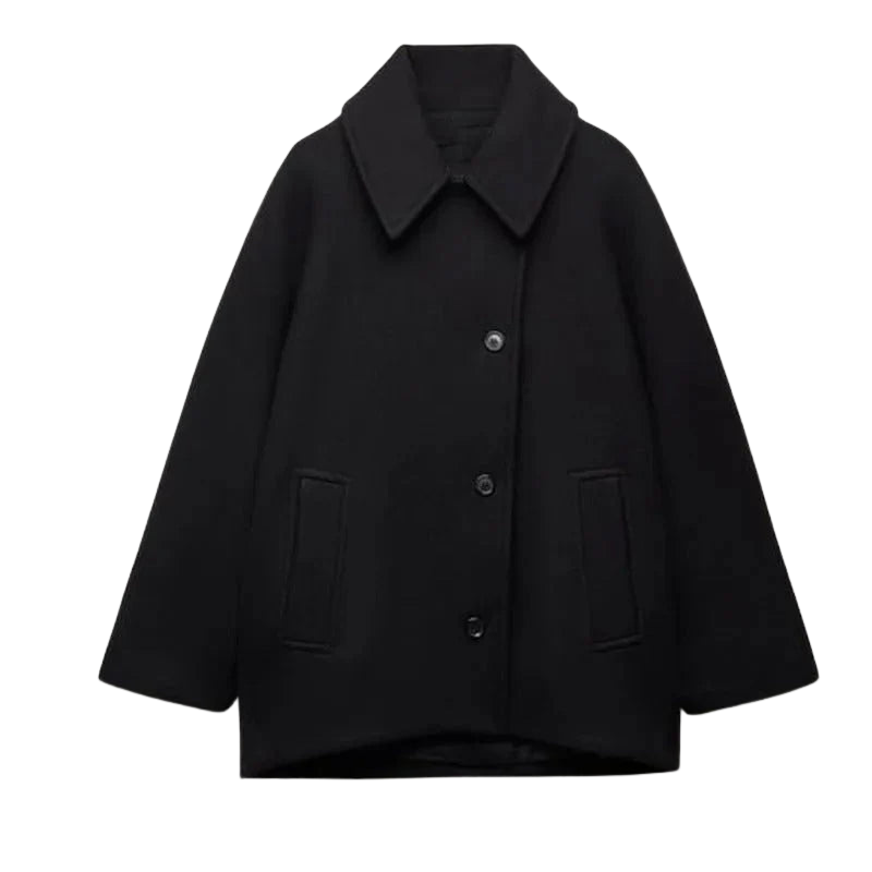 Harper – Cappotto oversize con chiusura a bottoni, colletto e tasche frontali