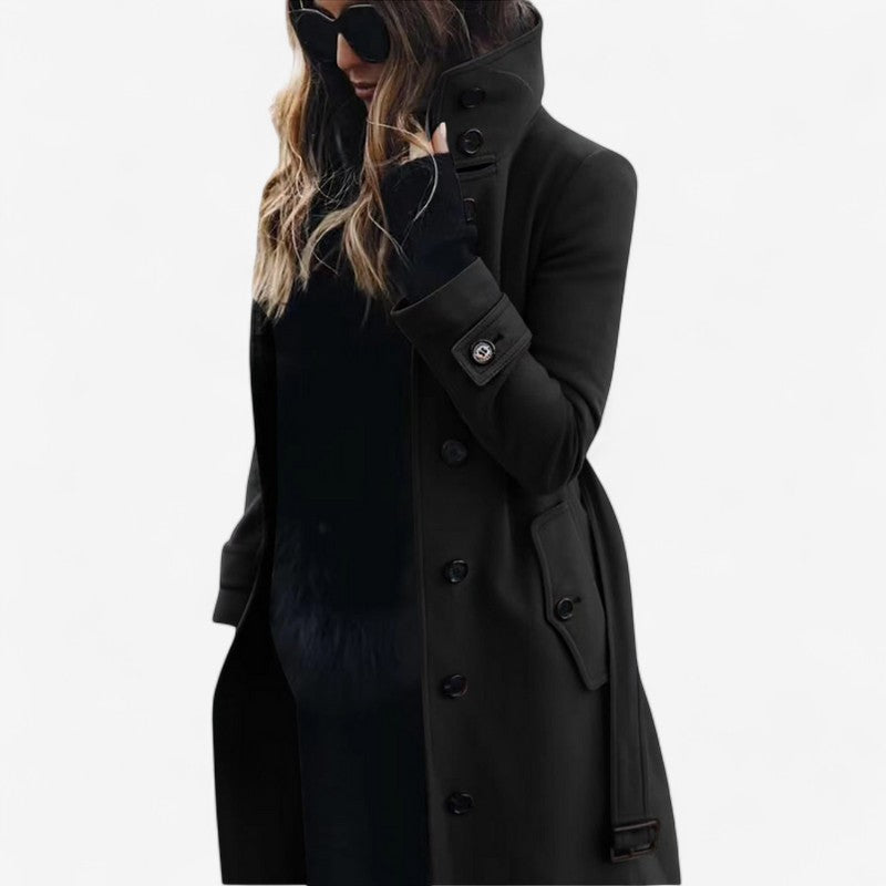 Aurora – Trench Coat with Long Sleeve Buttons and Pockets
