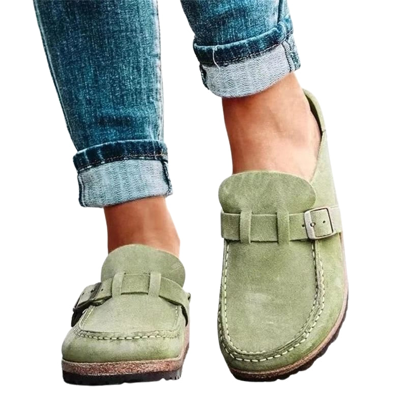 Elena - Trendy loafers with round toe and buckle detail