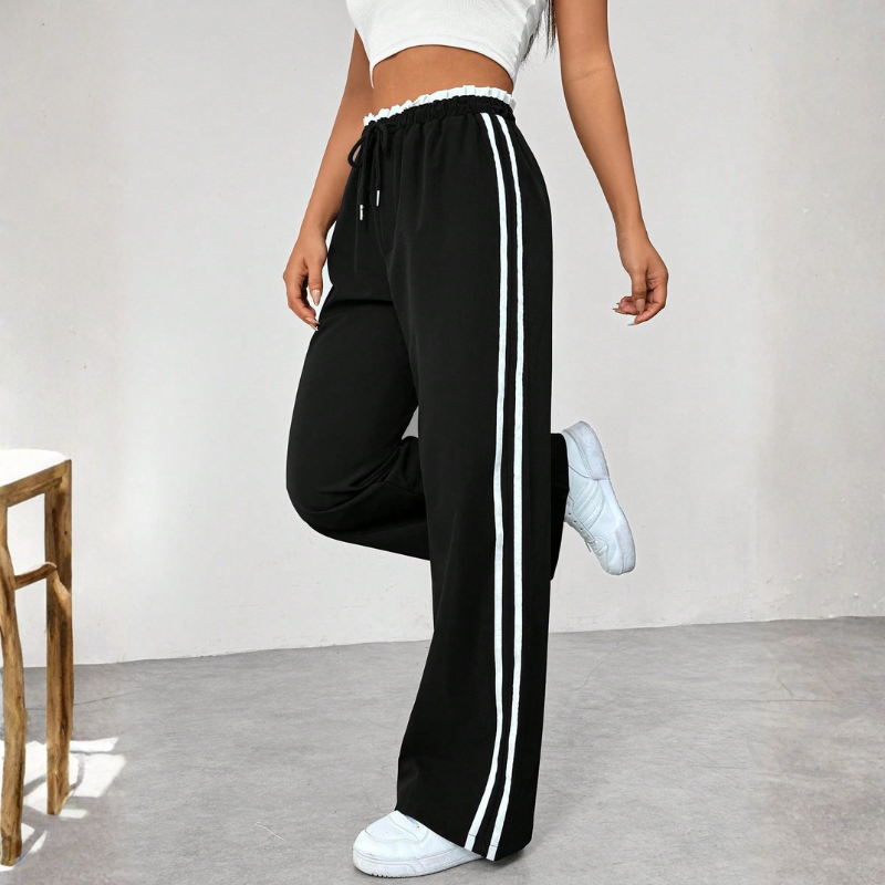 Women's Casual Wide-Leg Trousers with Drawstring Waist
