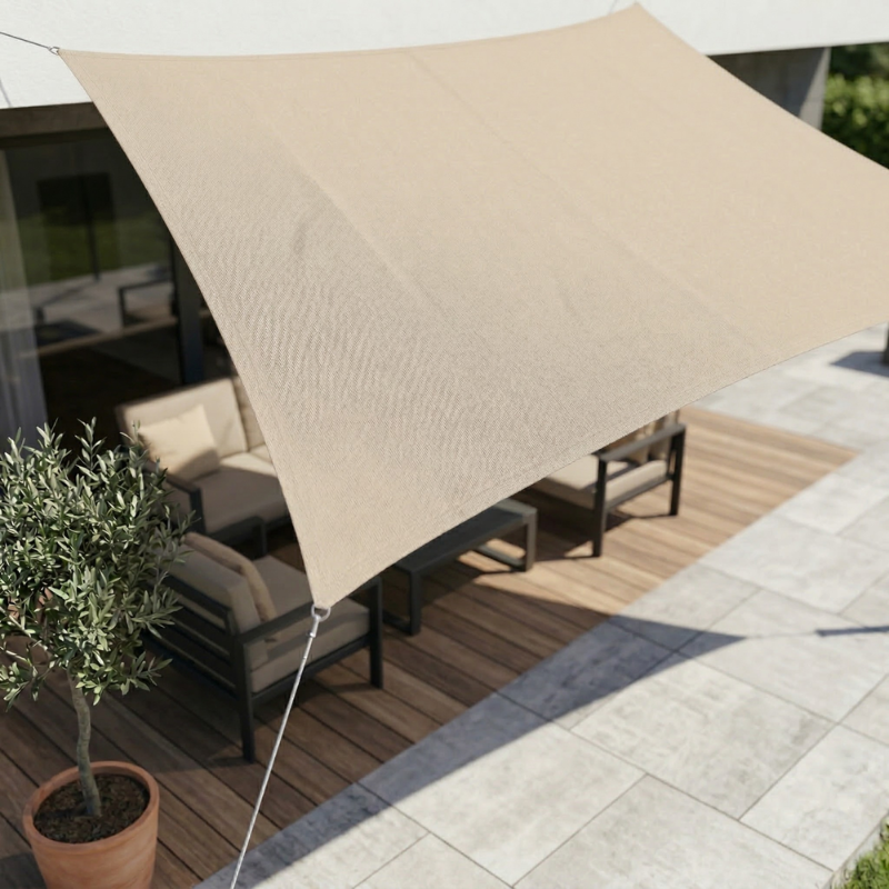 Rectangular Outdoor Sunshade with Rope Attachment