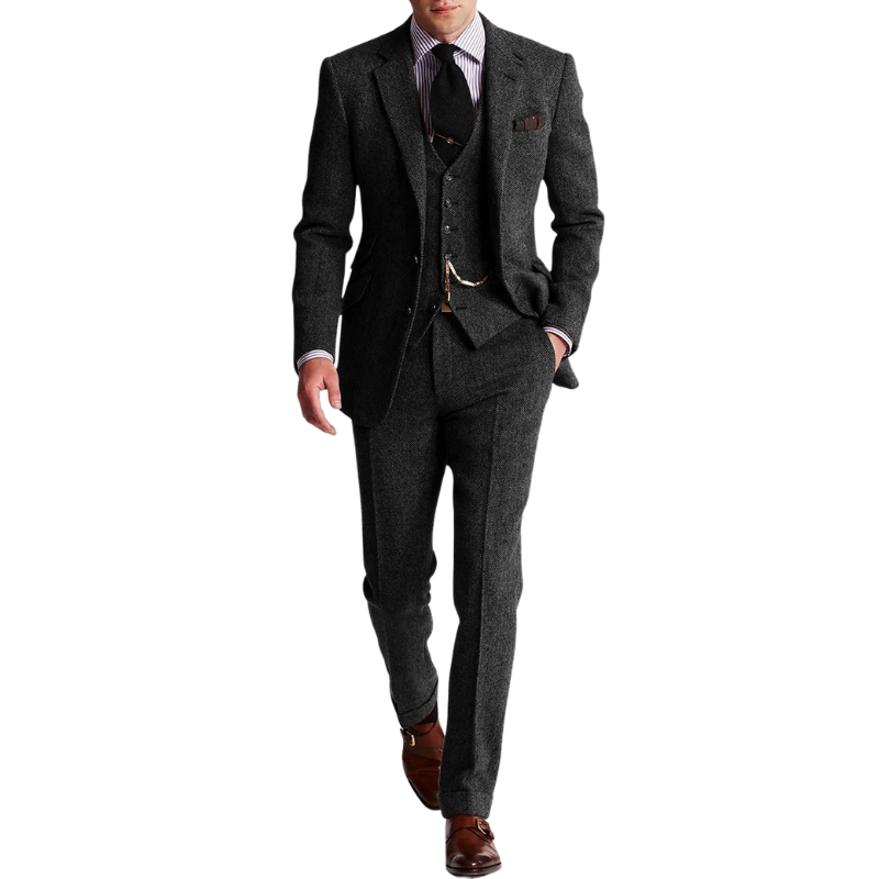 James – 3dílný slim fit oblek s dlouhým rukávem a širokými nohavicemi
