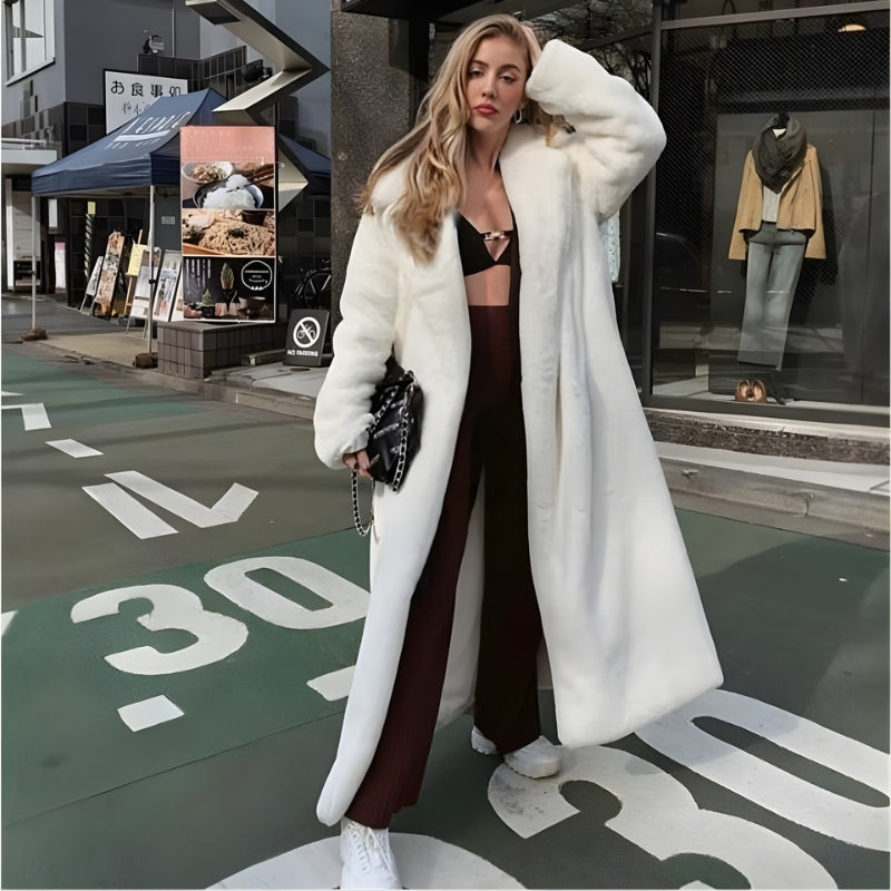 Anastasia - Palton supradimensionat cu mâneci lungi și talie cu curea