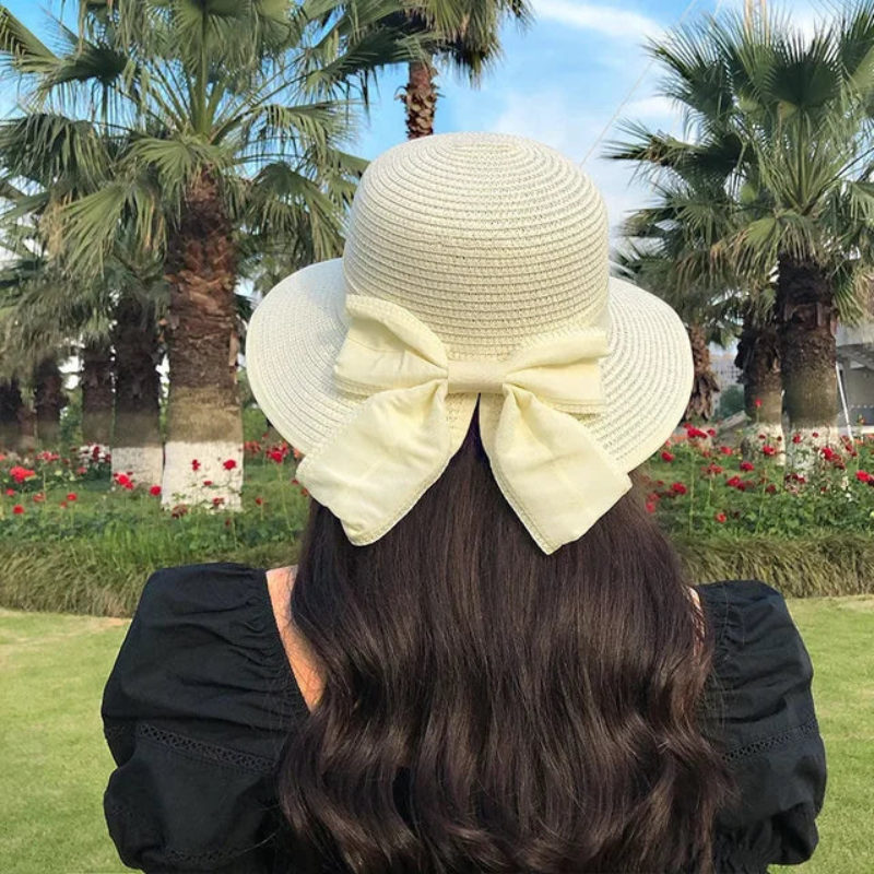 Solenne - Wide Brim Hat with Decorative Bow Design