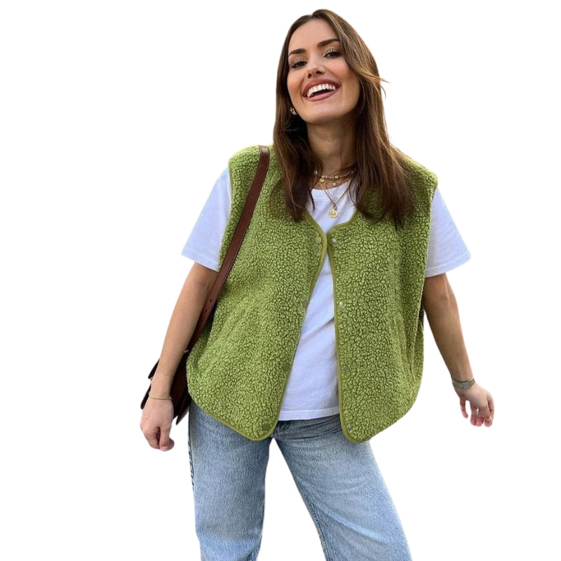 Lily – Sleeveless vest with V-neck and pockets