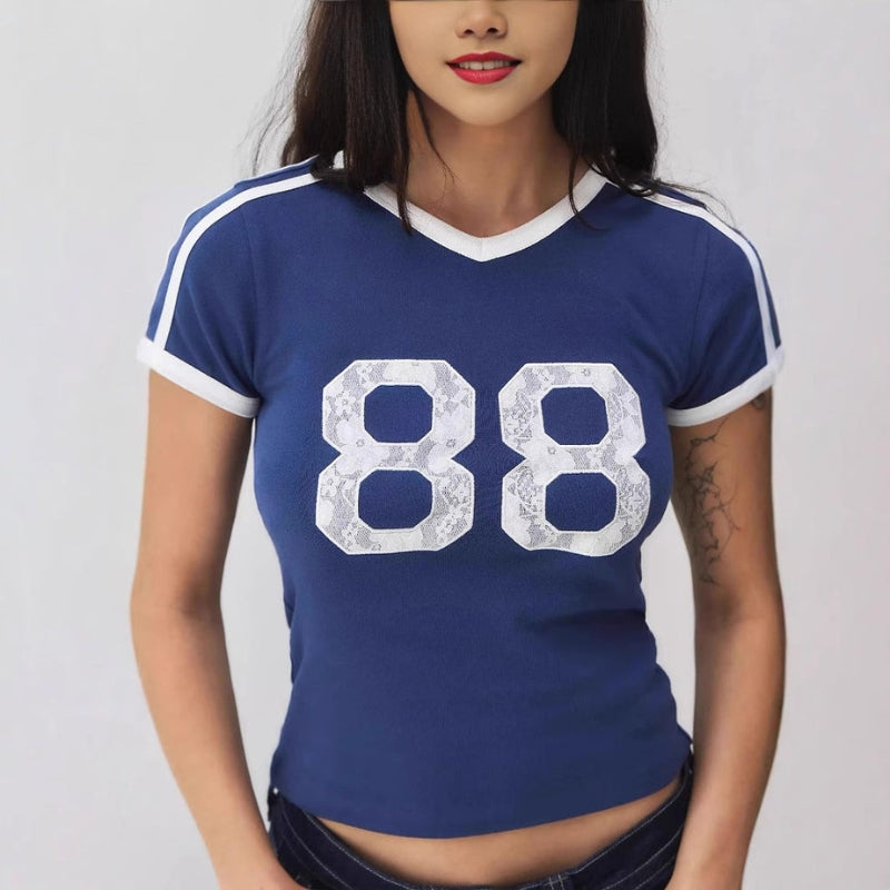 Elena – Tricou cu Mâneci Scurte și Guler în V