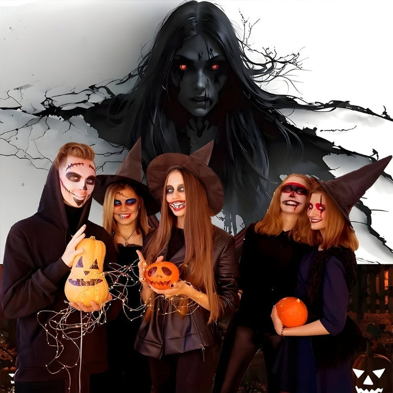 NightFright – 3D démonická nástěnná dekorace s černými vlasy a červenýma očima