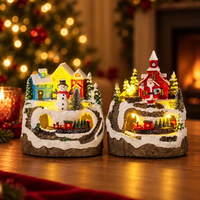 WinterGlow - Villaggio natalizio in miniatura con illuminazione LED