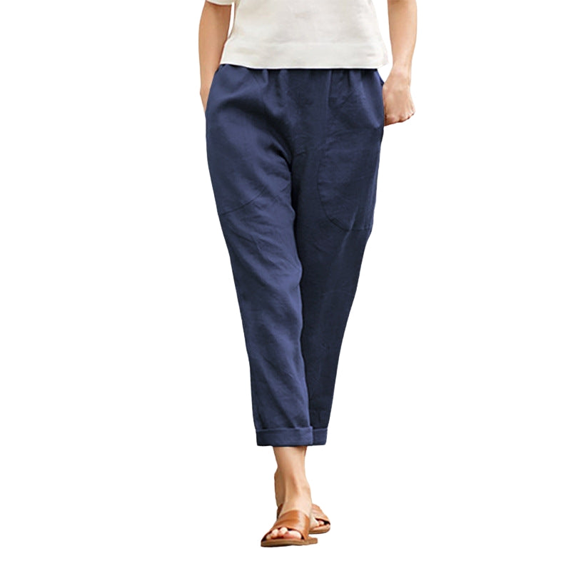 Isabella – Pantaloni Largi cu Croială Relaxată, Picior Drept și Buzunare Laterale