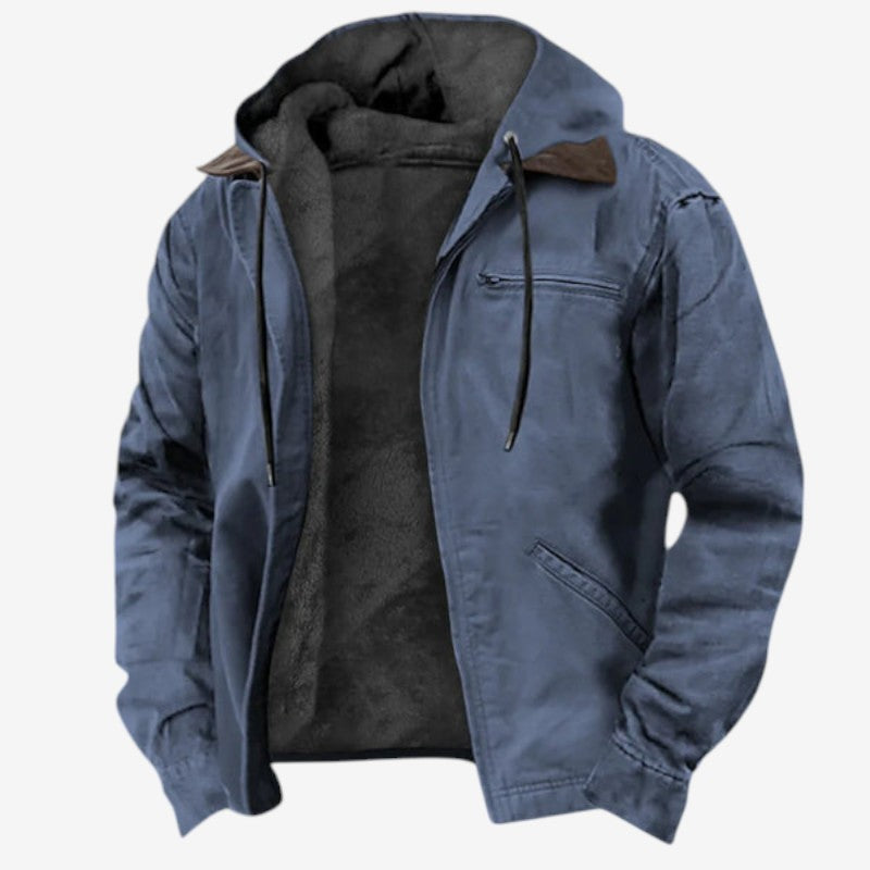 Theodore – Lange Mouwen Jas met Verstelbare Capuchon en Meerdere Zakjes