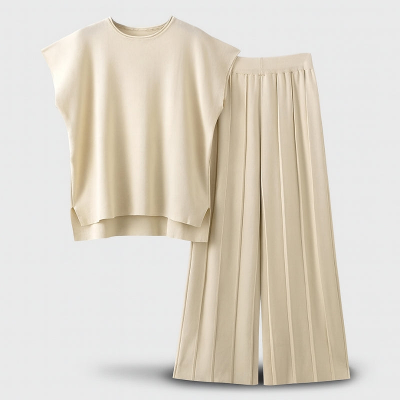 Christina - Ensemble Deux Pièces avec Top Sans Manches et Pantalon Taille Haute