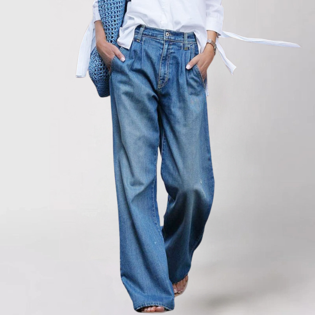 Lily - Women's Wide Leg Denim Jeans with High Waist