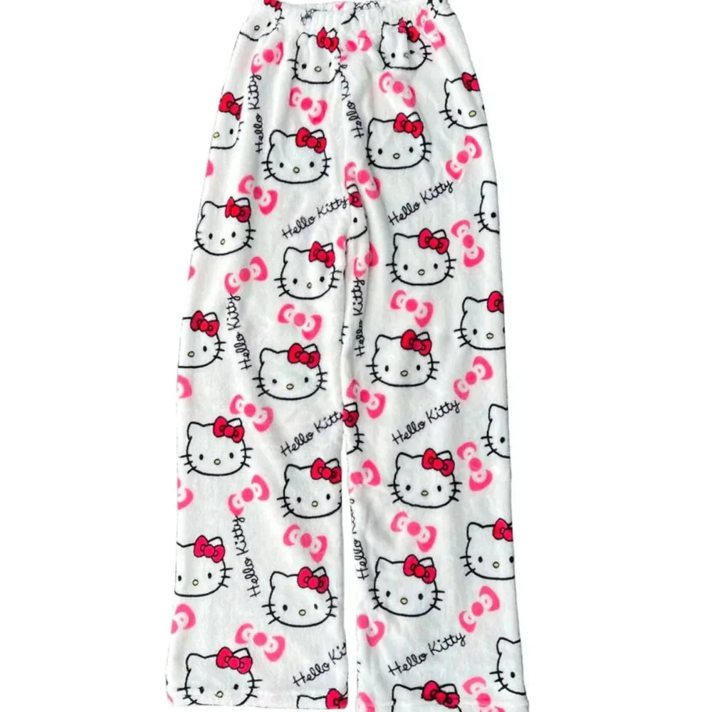 Grace - Pantalon ludique à imprimé chat avec coupe décontractée et taille élastique