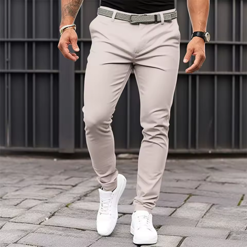 Pantaloni casual bărbătești slim fit cu buzunare laterale