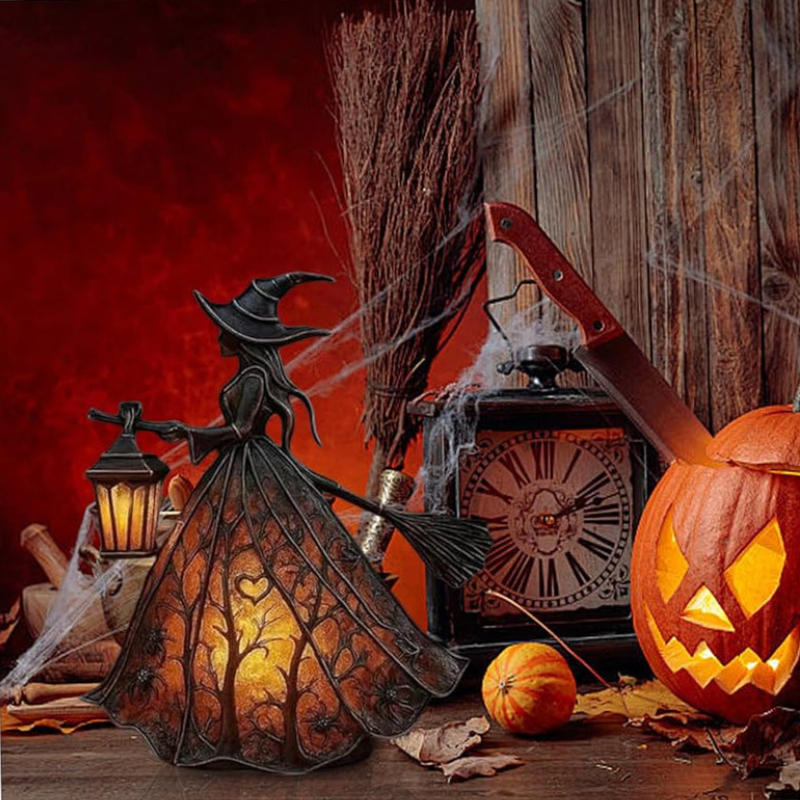 Halloweenská čarodějnická lampa s LED osvětlením
