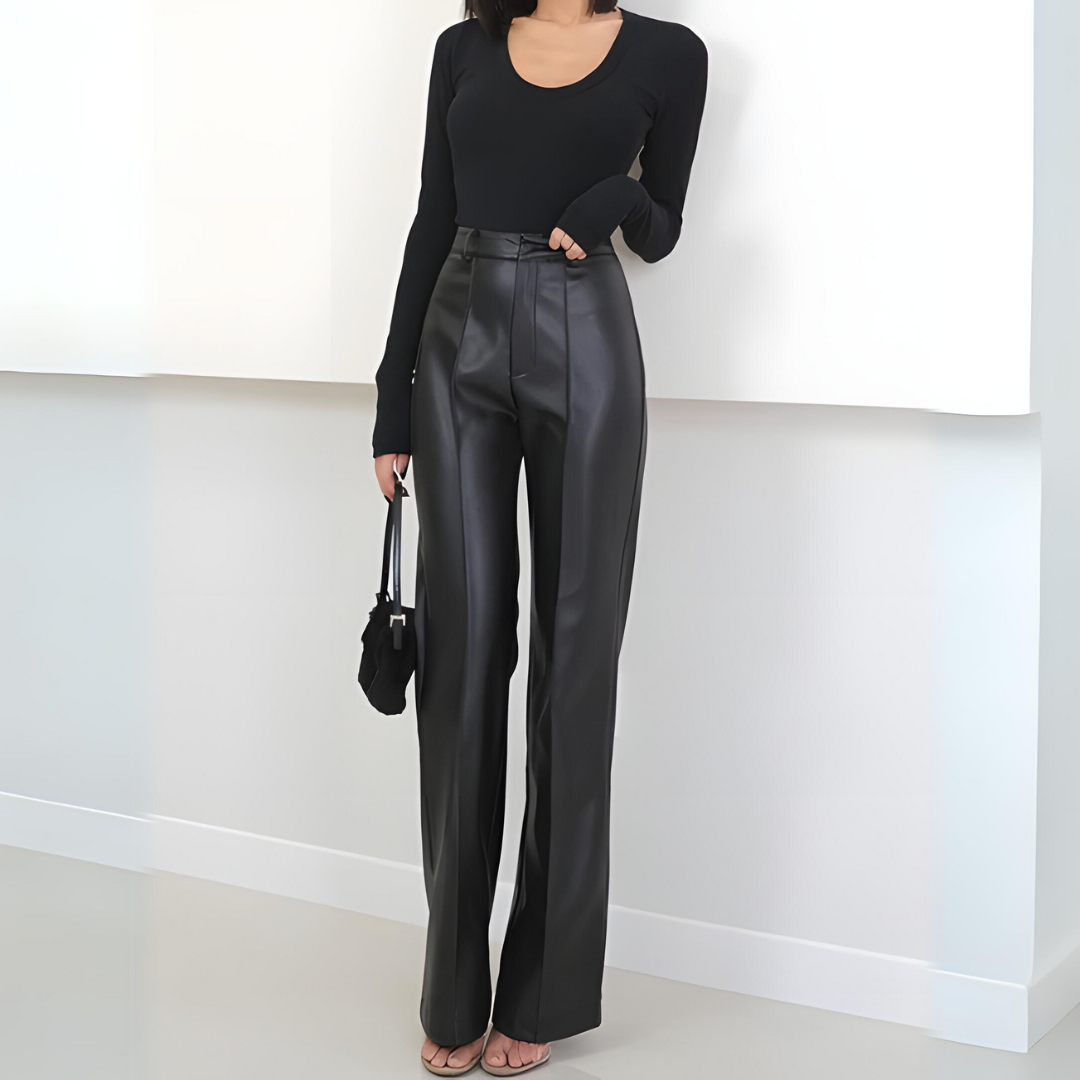 Nova - High-waisted pants with hidden zipper