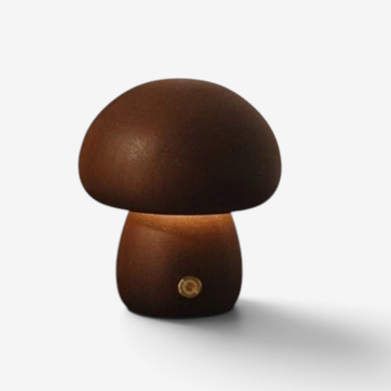 Mushwood - Lámpara de mesa de madera con diseño de seta