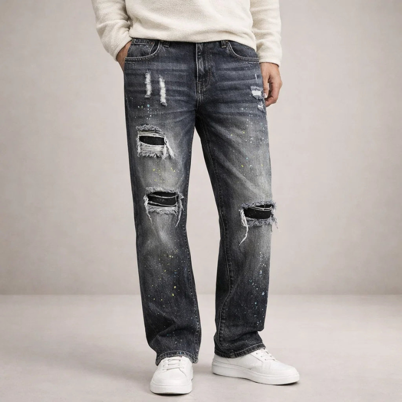 Pantaloni da uomo a vita alta e gamba larga