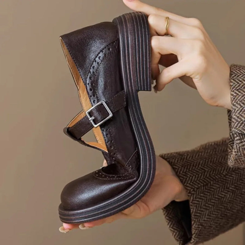 Women's Round Toe Buckle Shoes