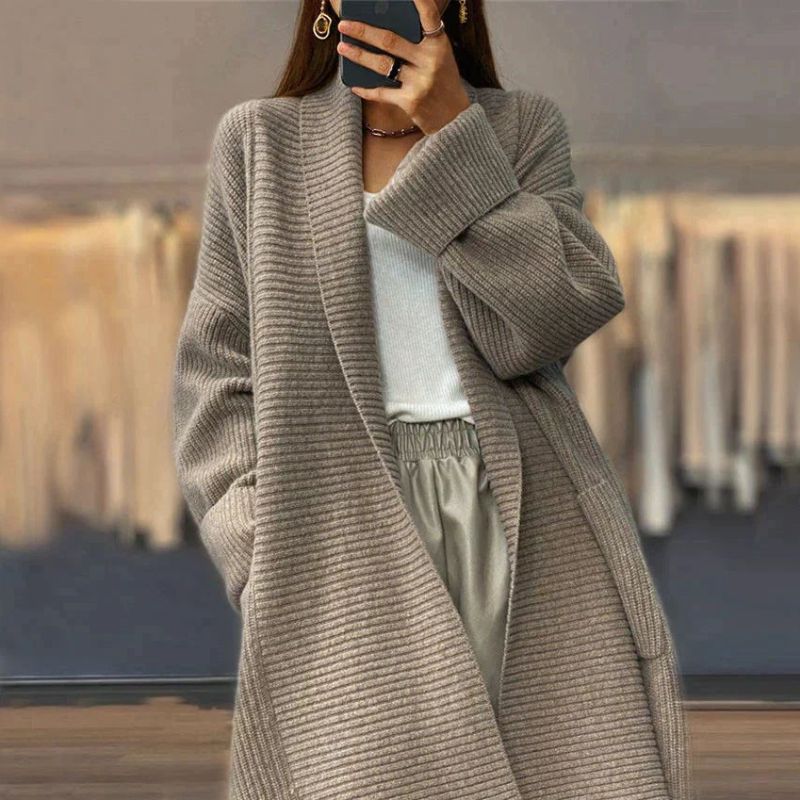 Cardigan oversize à manches longues et grandes poches
