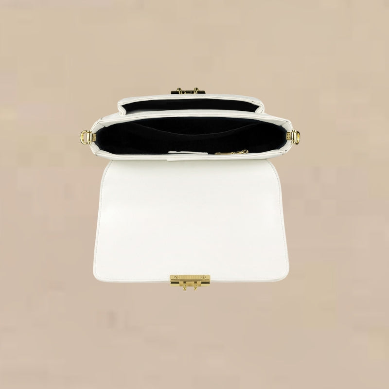 Sac bandoulière structuré en cuir blanc