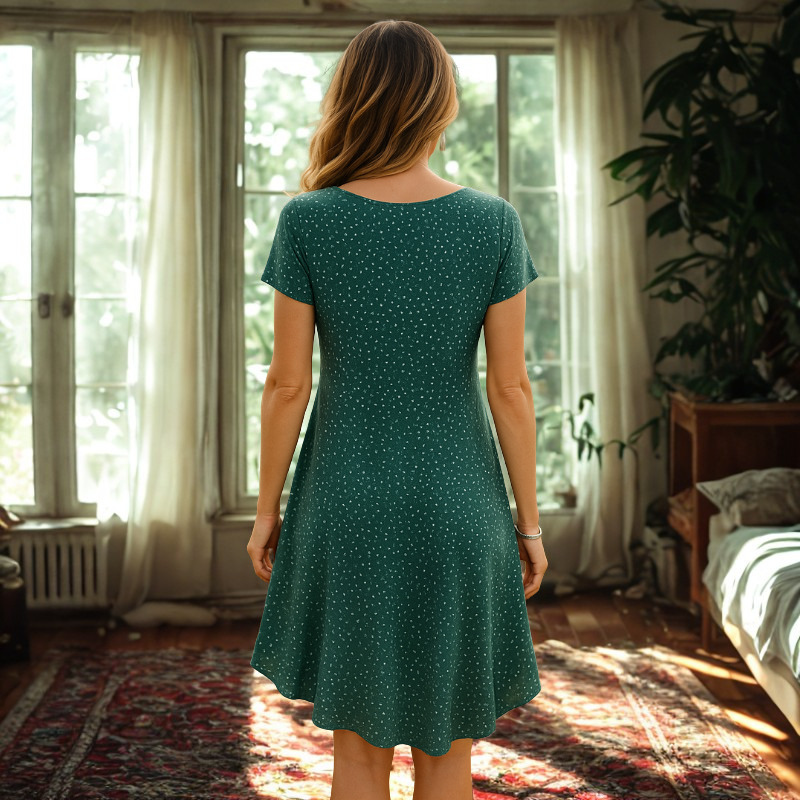 Robe extensible à manches courtes et col rond