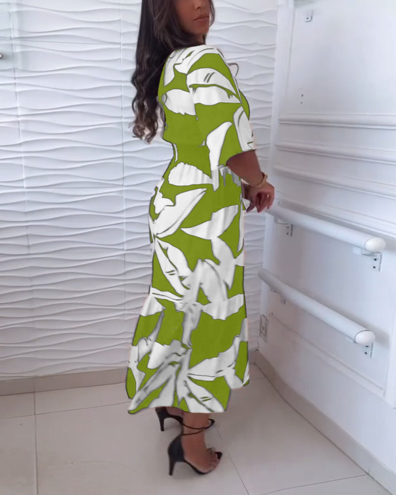 LuxeFlow™️  - Robe Femme Col V Imprimée