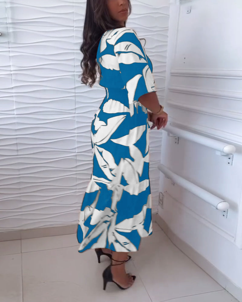 LuxeFlow™️  - Robe Femme Col V Imprimée
