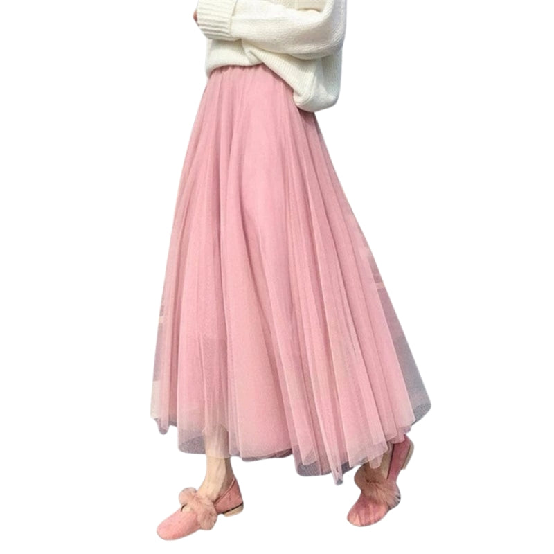 Elara - Mid-Calf Skirt with High Waist and A-Line Silhouette