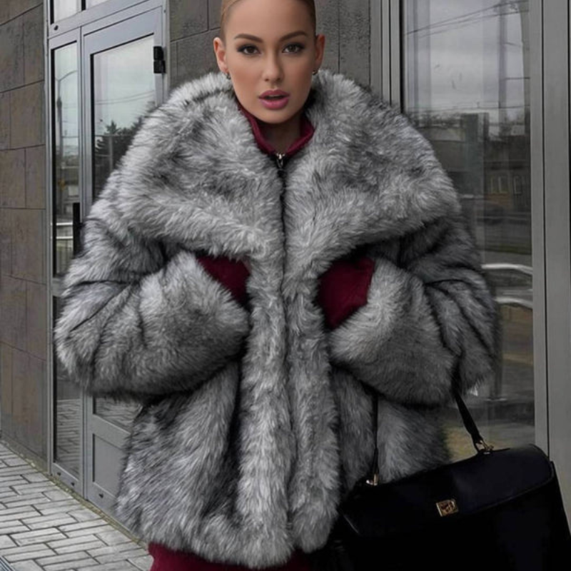 Nova - Long Sleeve Oversized Coat with Lapel Collar