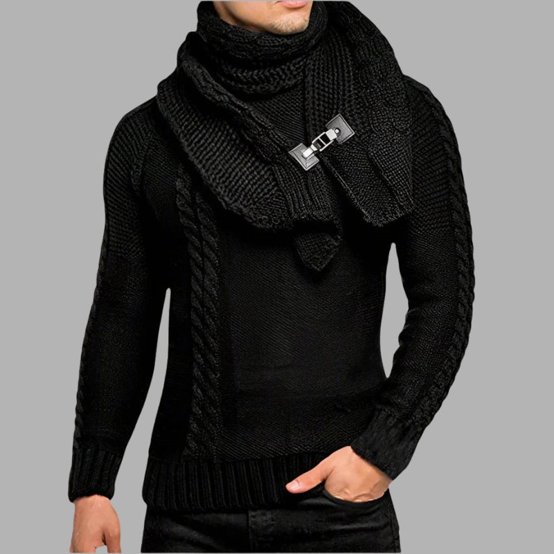 Dogan - Pulover cu guler înalt, mâneci lungi și model cu dungi