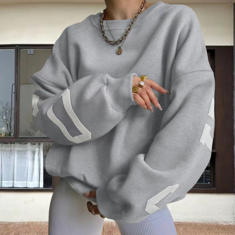 Farrah - Pull oversize à manches longues avec col rond