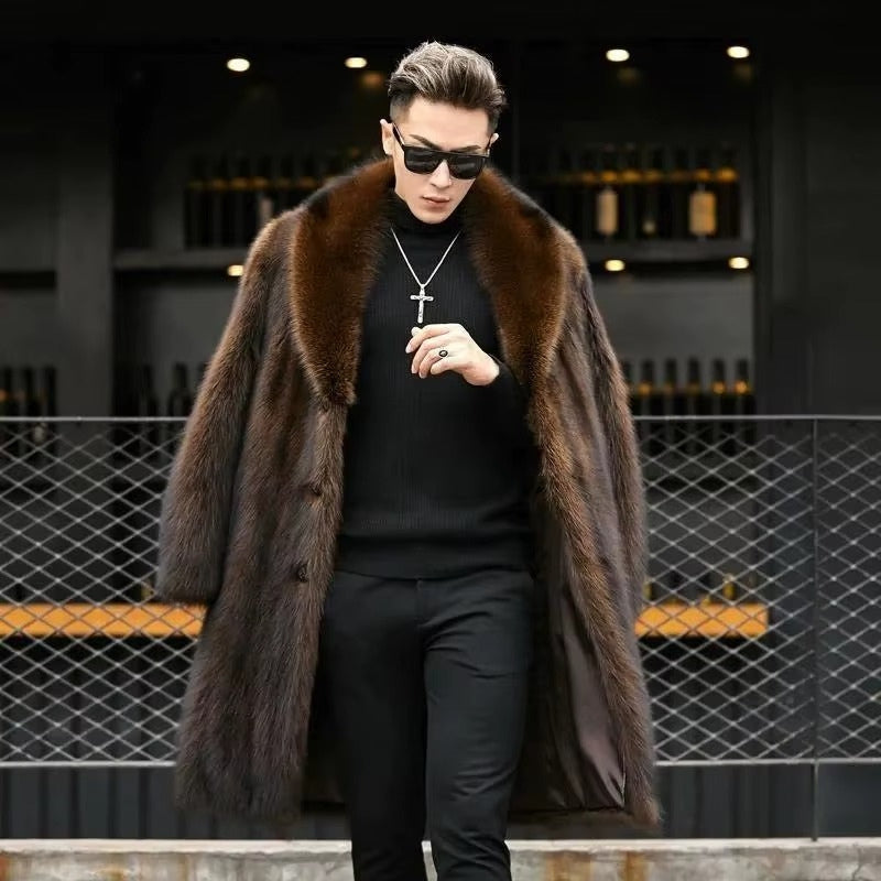 Dario - Long sleeve long coat with button closure