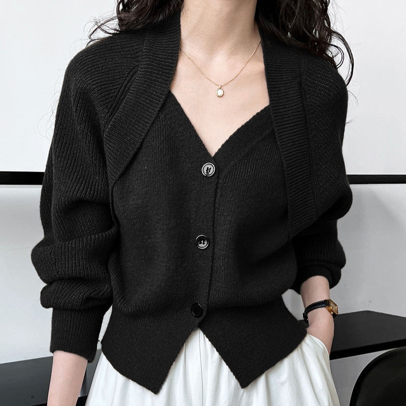 Niamh – Cardigan à manches longues avec motif croisé et boutons