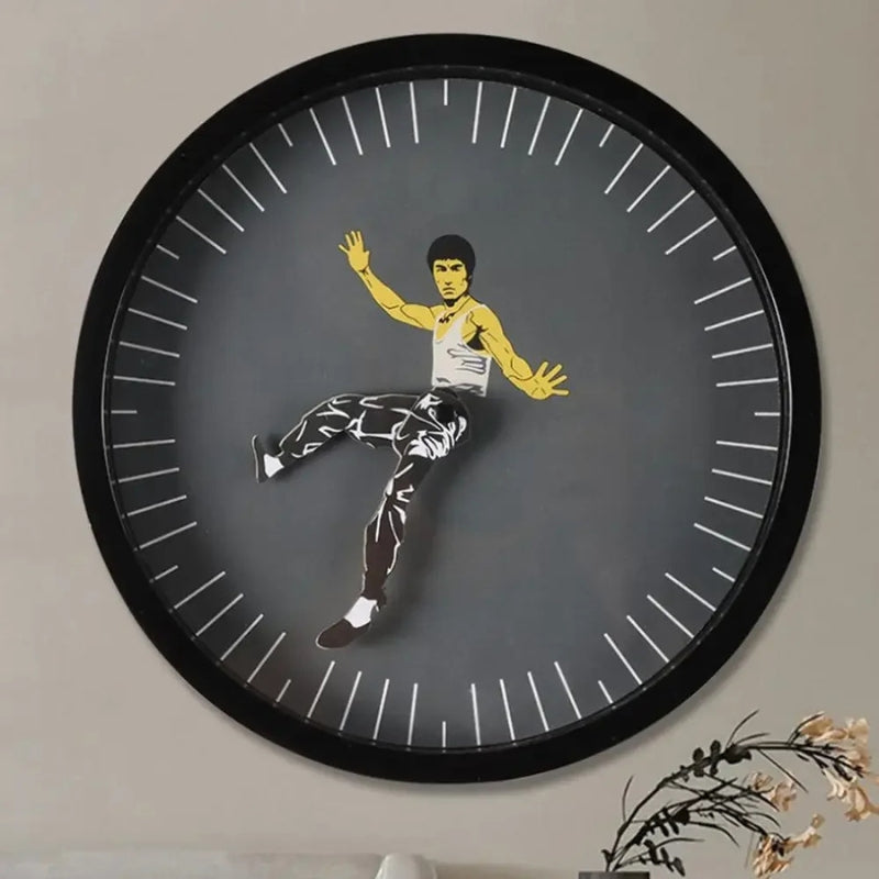 KungFuTick - Horloge murale ronde avec design inspiré du kung-fu