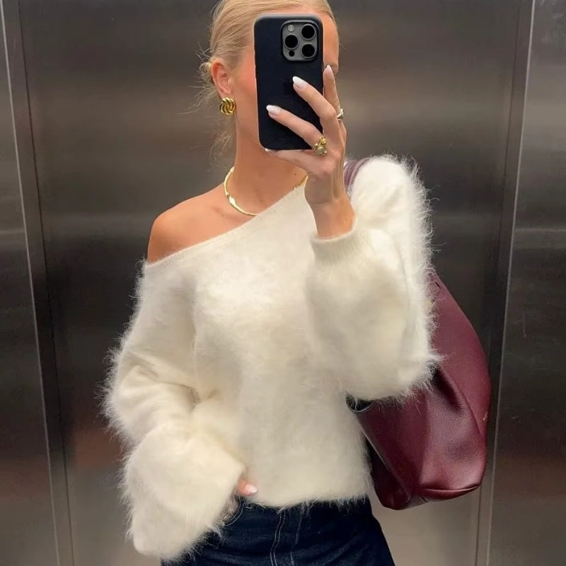 Emma - Maglione a maniche lunghe con spalle scoperte e scollo rotondo