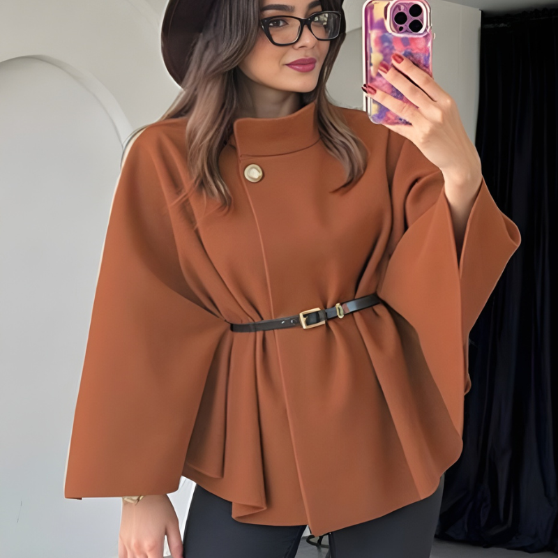 Phoebe - Poncho a maniche lunghe con cintura in vita