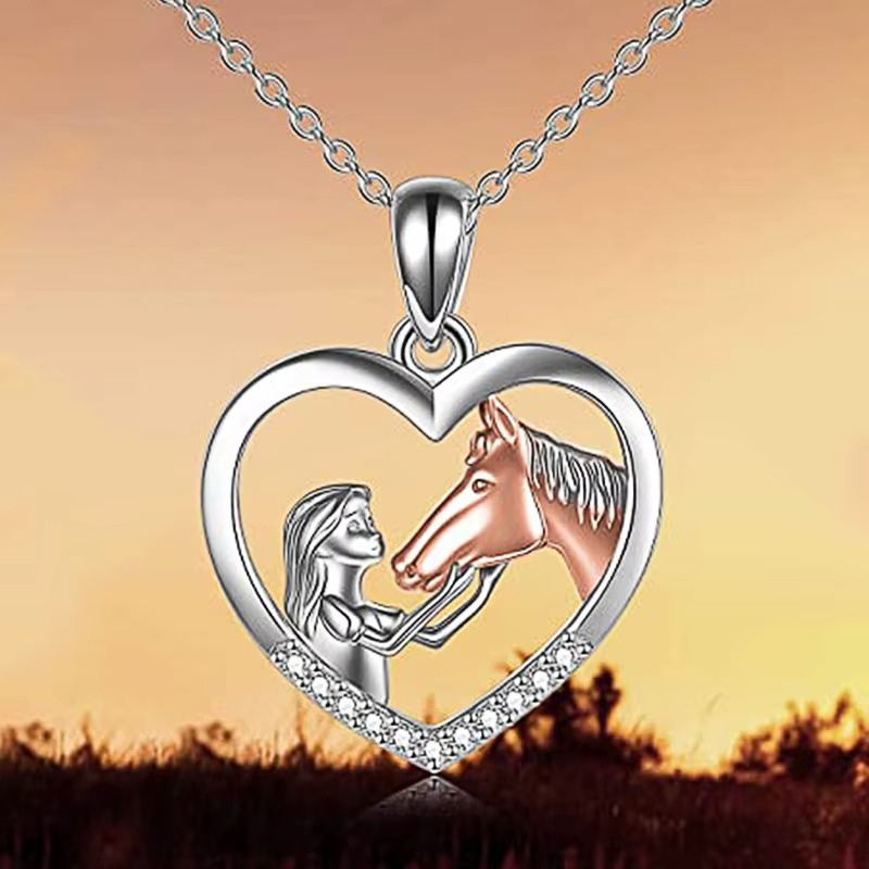 Mother’s Day Gift | Heart Pendant Necklace with Horse's Head