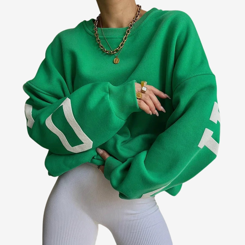 Jade - Long sleeve oversized sweater with round neck