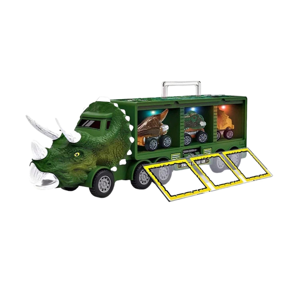 DinoHaul – Zabawka ciężarówka transportowa dinozaurów z mini samochodzikami i efektami dźwiękowymi