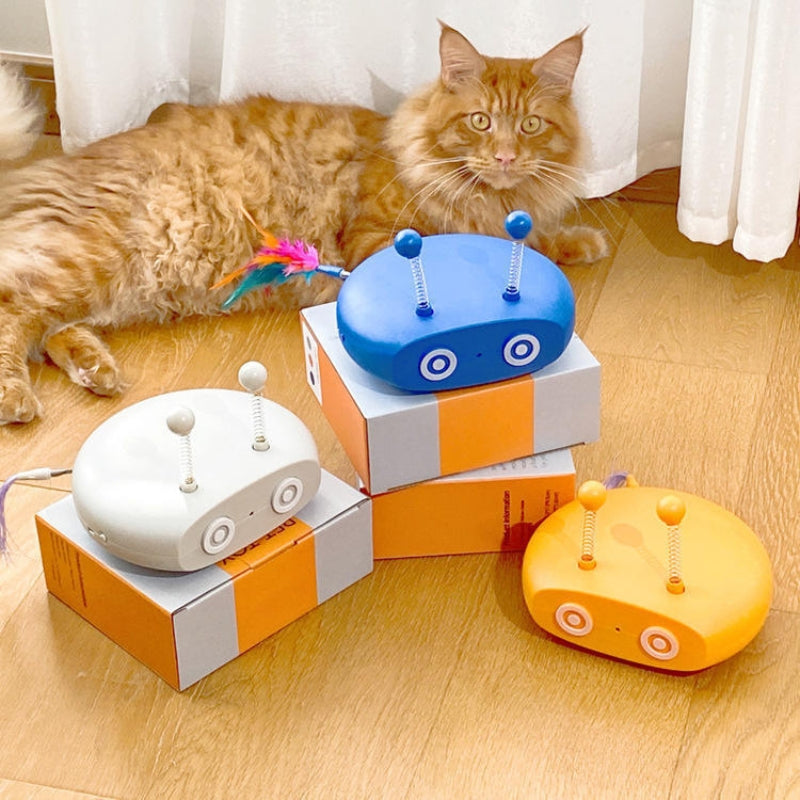 KittyJoy - Jouet pour chats avec balles à plumes et design rechargeable par USB