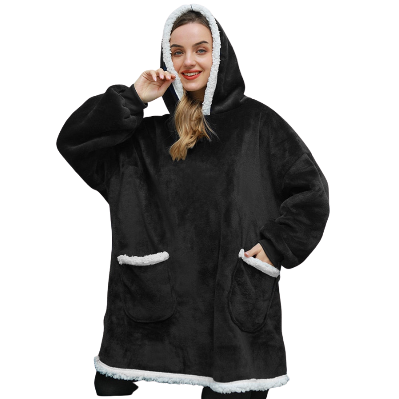 Sophie – Couverture oversize à capuche, manches longues et poches