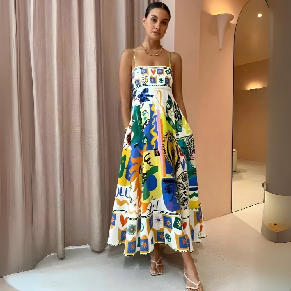 Gabriella - Printed sleeveless dress with spaghetti straps