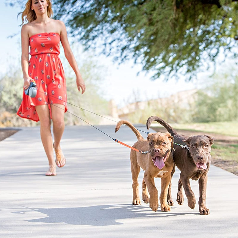 FlexiPaws – Dubbele Uitschuifbare Hondenriem met 360° Draaibare Connector