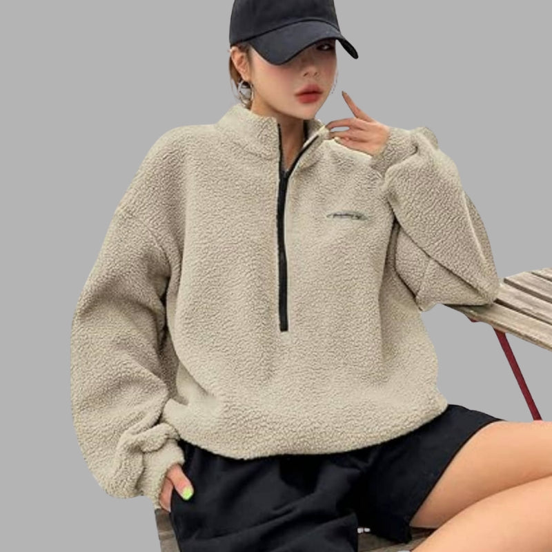 Amelia - Pull oversize à manches longues avec col montant