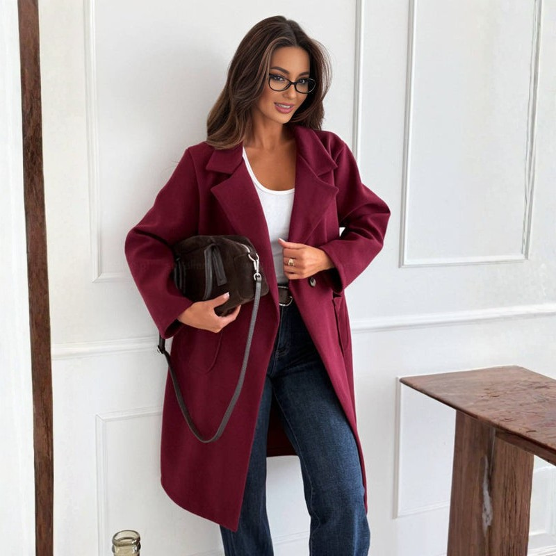 Zariah - Long Sleeve Coat with Button Closure