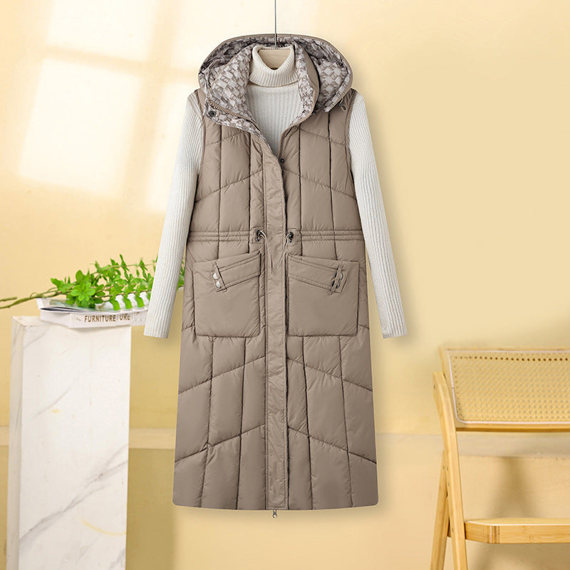 Rebecca - Double-Sided Quilted Long Jacket with Side Pockets