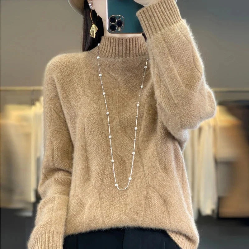 Alara – Maglione a maniche lunghe con vestibilità ampia | Collo mezzo alto per comfort accogliente | Silhouette rilassata per stratificazione casual | Taglie S–5XL | Arancione, Bianco, Kaki, Nero, Rosso, Beige